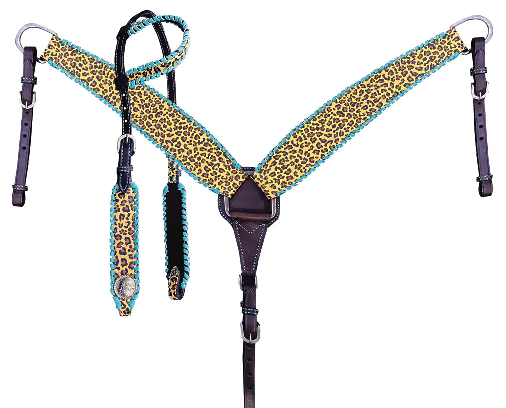 Ranch Dress'n TACKTICAL™ TURQUOISE LEOPARD ONE EAR TACK SET