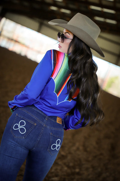 Ranch Dress'n BLUE SERAPE YOKE PERFORMANCE RODEO SHIRT (ADULT)