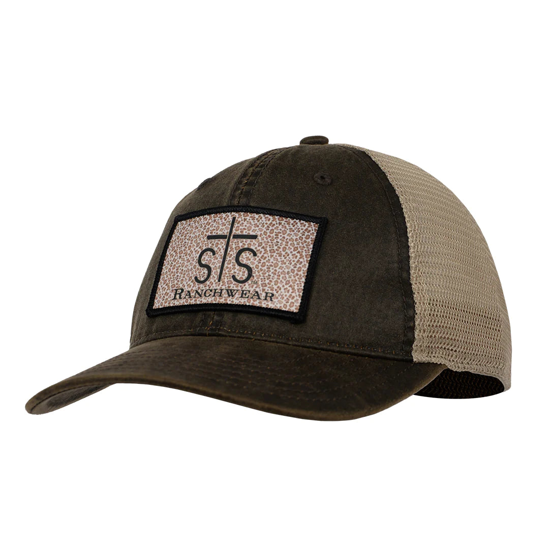 STS LEOPARD PATCH HAT - BROWN AND KHAKI