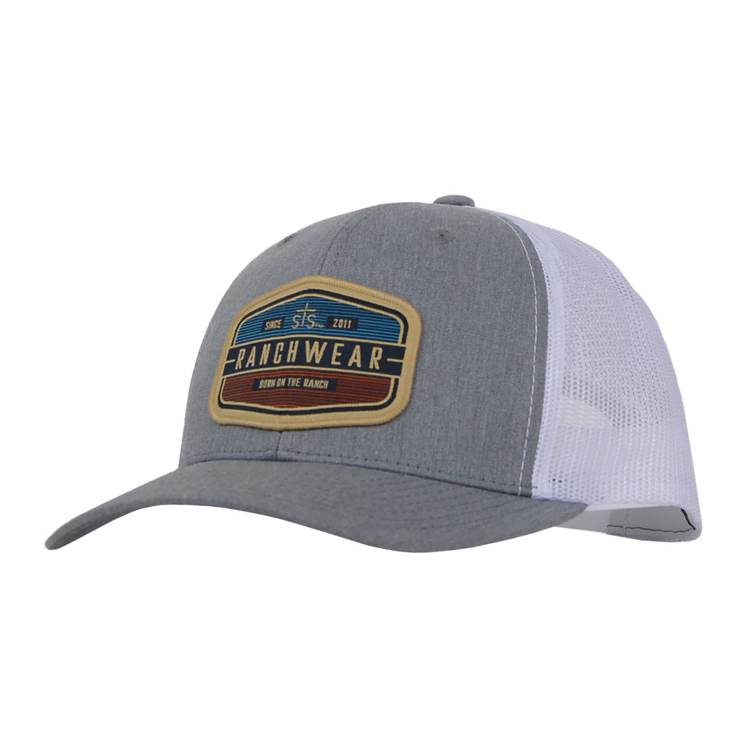 STS STRIPED HEXAGON PATCH HAT - GRAY & WHITE