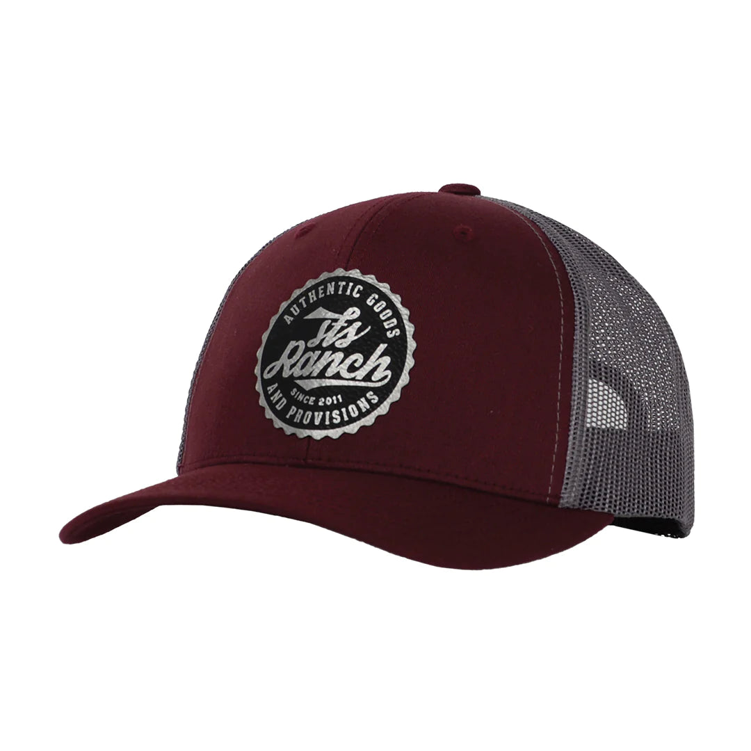 STS Ranch BOTTLE CAP PATCH HAT - MAROON & GRAY