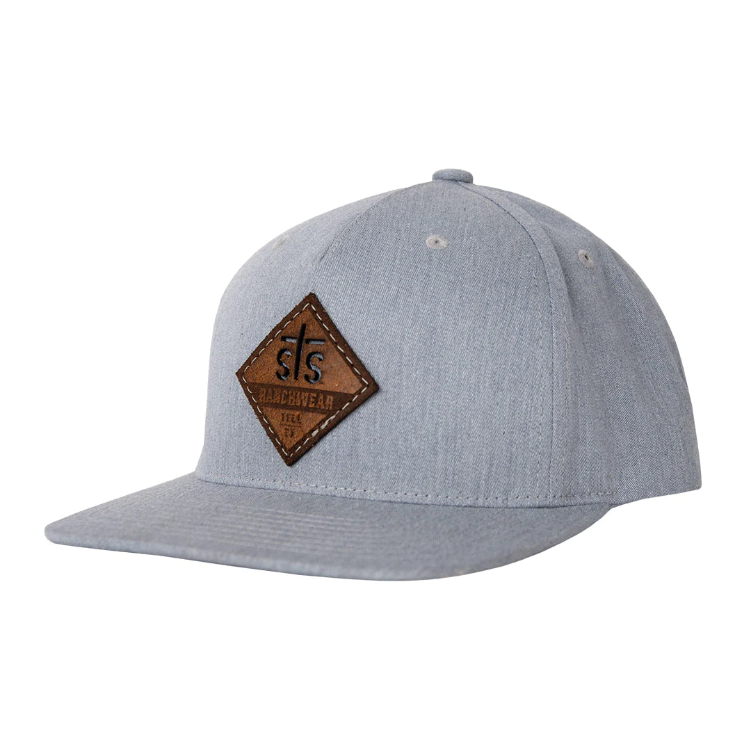 STS Ranch LASERED DIAMOND LEATHER PATCH HAT - HEATHER GRAY