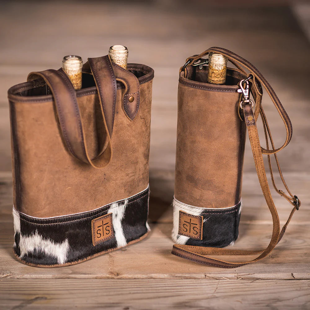 STS Ranch COWHIDE DOUBLE WINE BAG