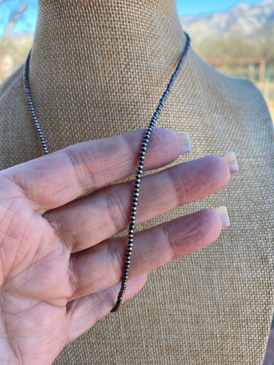2mm Sterling Silver Navajo Pearl Style 14” Necklace