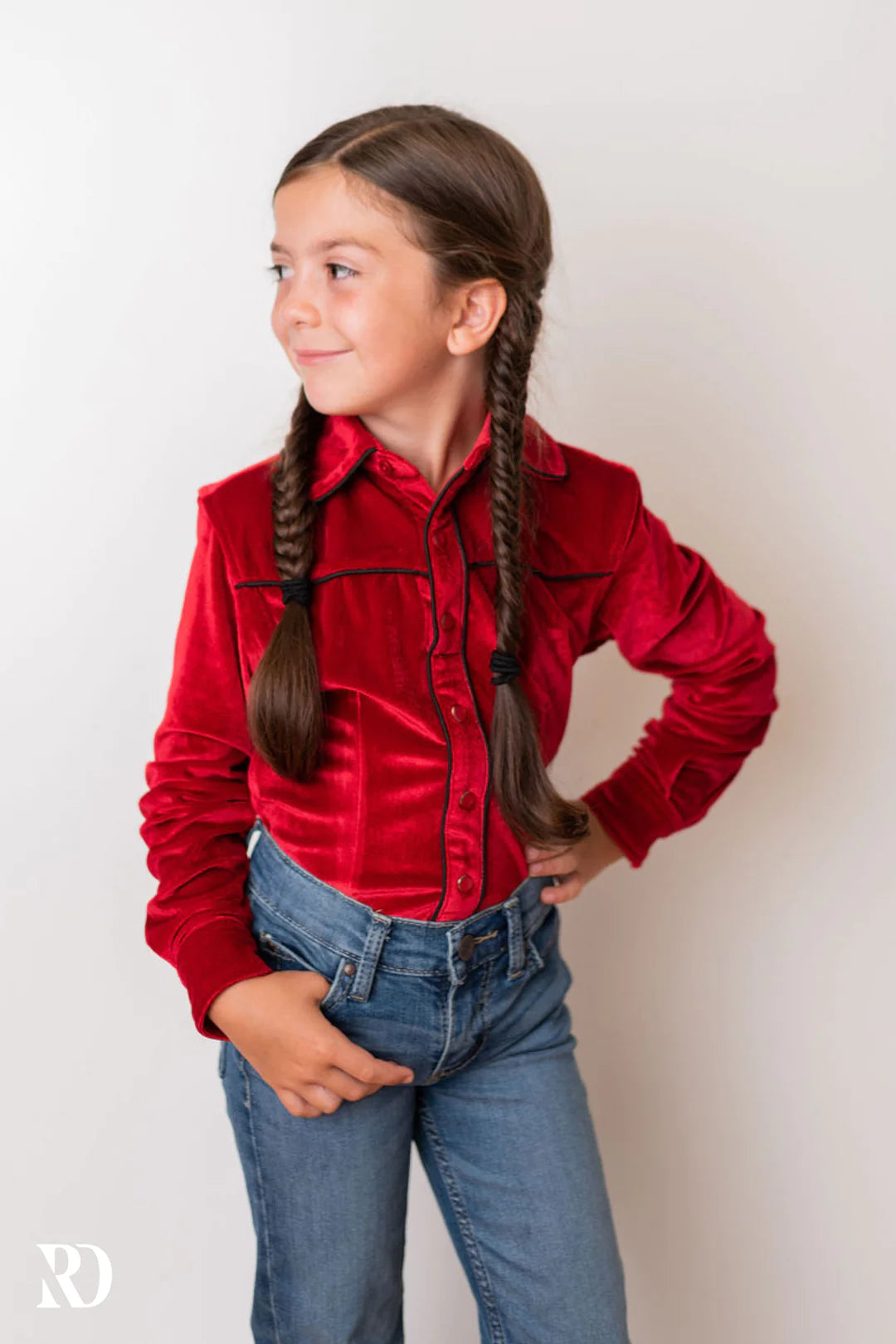 Ranch Dress'n *YOUTH* SCARLET VELVET PERFORMANCE SHIRT