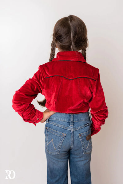 Ranch Dress'n *YOUTH* SCARLET VELVET PERFORMANCE SHIRT