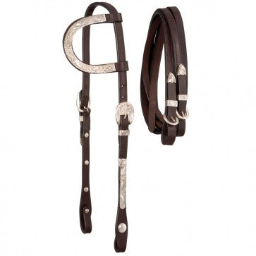 Tough 1 Single Ear Headstall with Silver Accents and Matching Reins