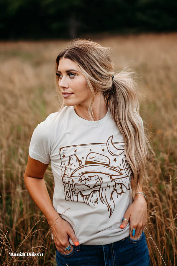 Ranch Dress'n Star Shine Cowgirl - Heather Dust Tee