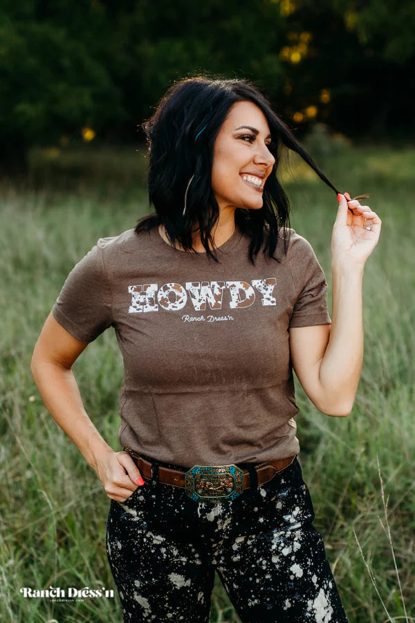 Ranch Dress'n Howdy Cattle Drive - Heather Brown Tee