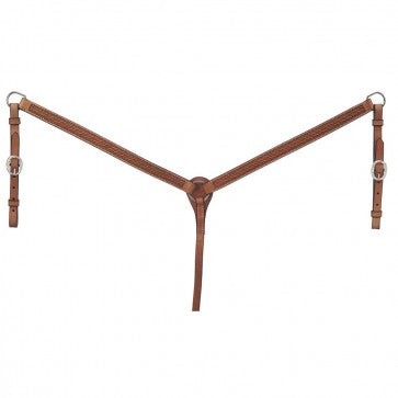 Tough 1 Premium Leather Breastcollar 1" Basket Tooled
