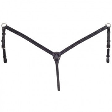 Tough-1 Premium Leather Breastcollar 1" Barbed Wire Tooled