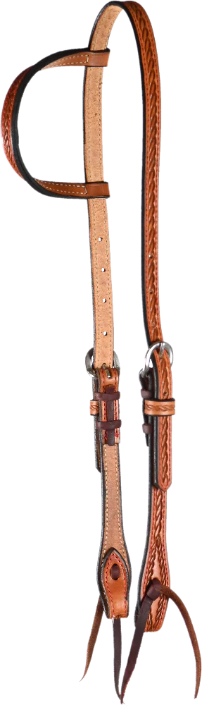 Lone Star Tack 5/8 Slide Ear Headstall with Rope Tooling and 2 stainless buckles