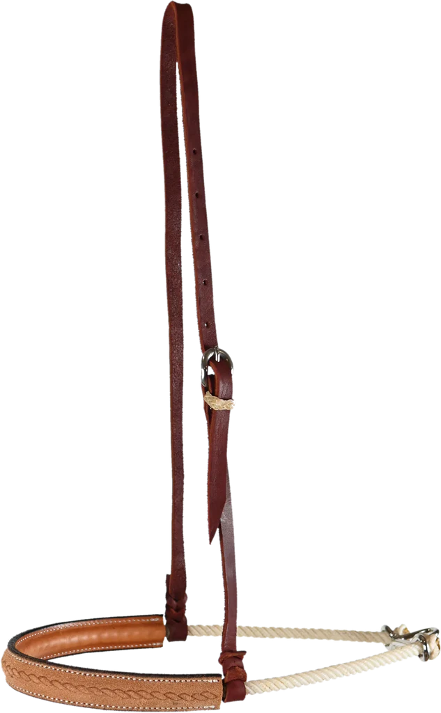 Lone Star Roughout Leather Covered Rope Noseband with Rope Tooling