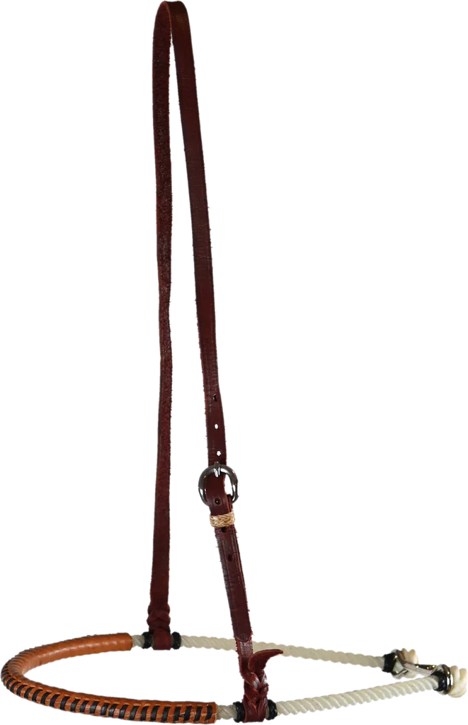 Lone Star Tack Single Rope Leather Covered Noseband w/ Rawhide lace