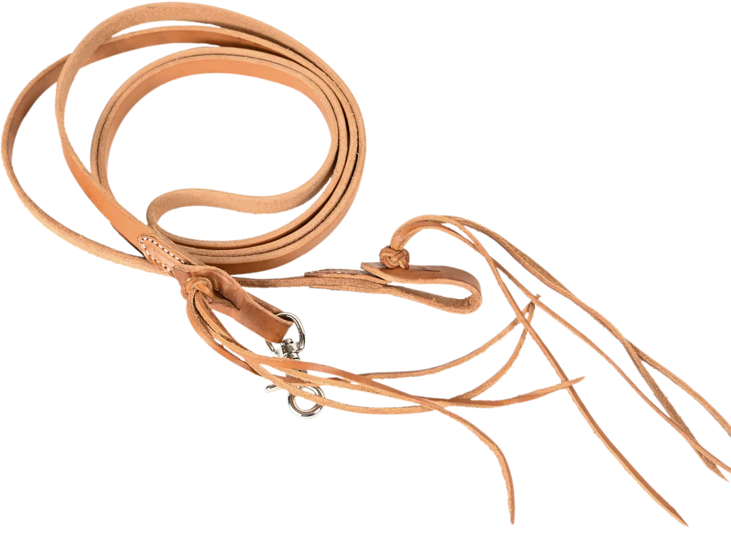 Lone Star Tack 5/8 Harness Leather Roping Rein with Cowboy Knots and scissor snap