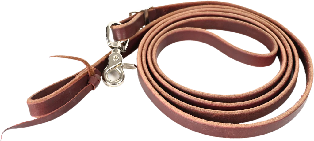 Lone Star Tack 5/8 Latigo Leather Roping Rein with water loop and 1 scissor snap