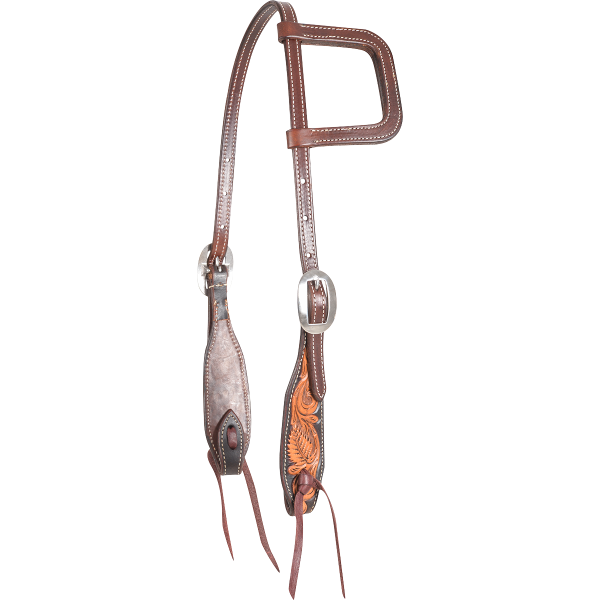 Martin Saddlery Dyed Edge and Tooled Slip Ear Headstall