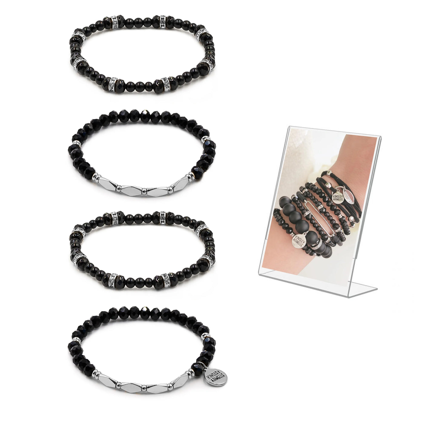 Kinsley Armelle Silver Coal Bracelet Set