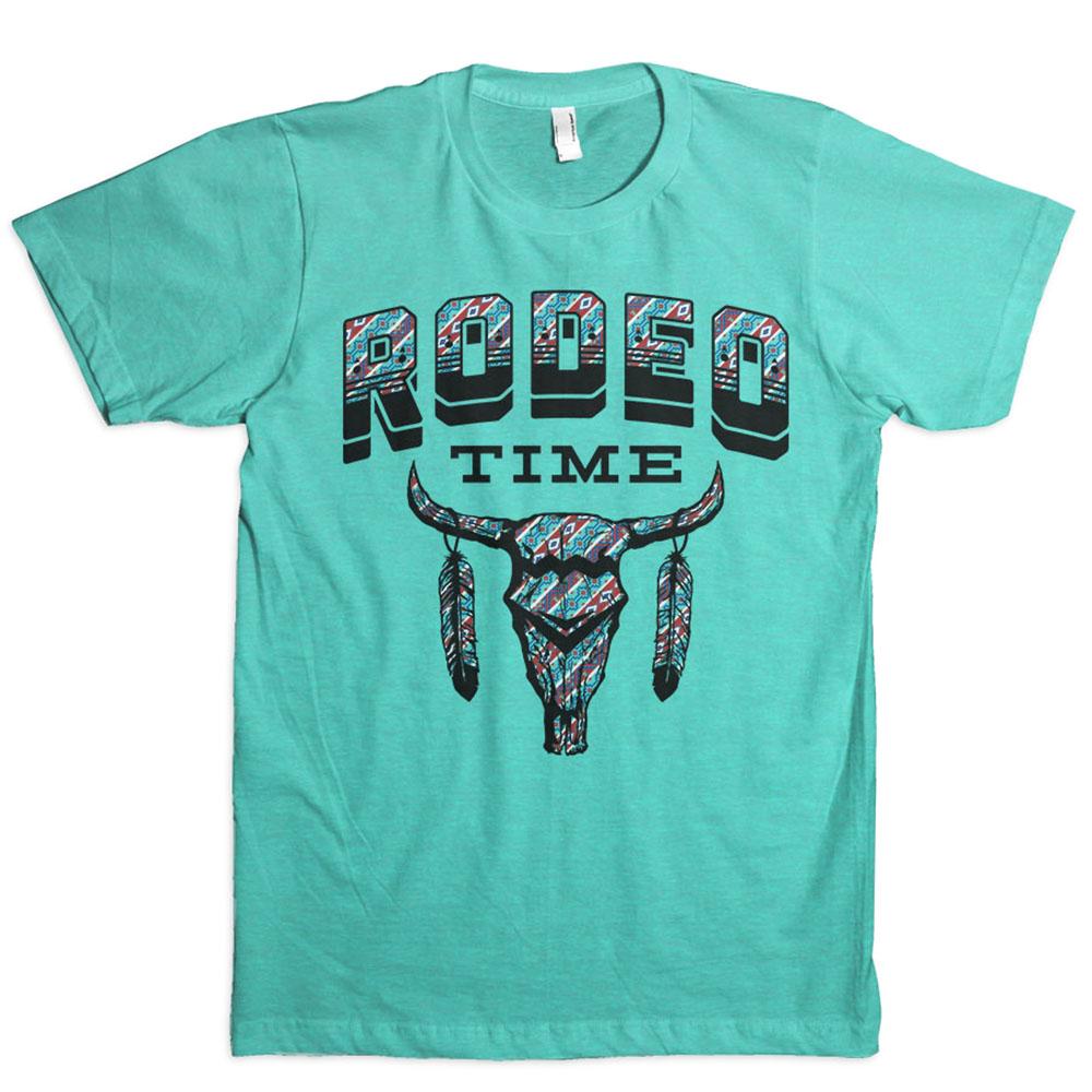 Dale Brisby Teal Rodeo Time Tribal Tee